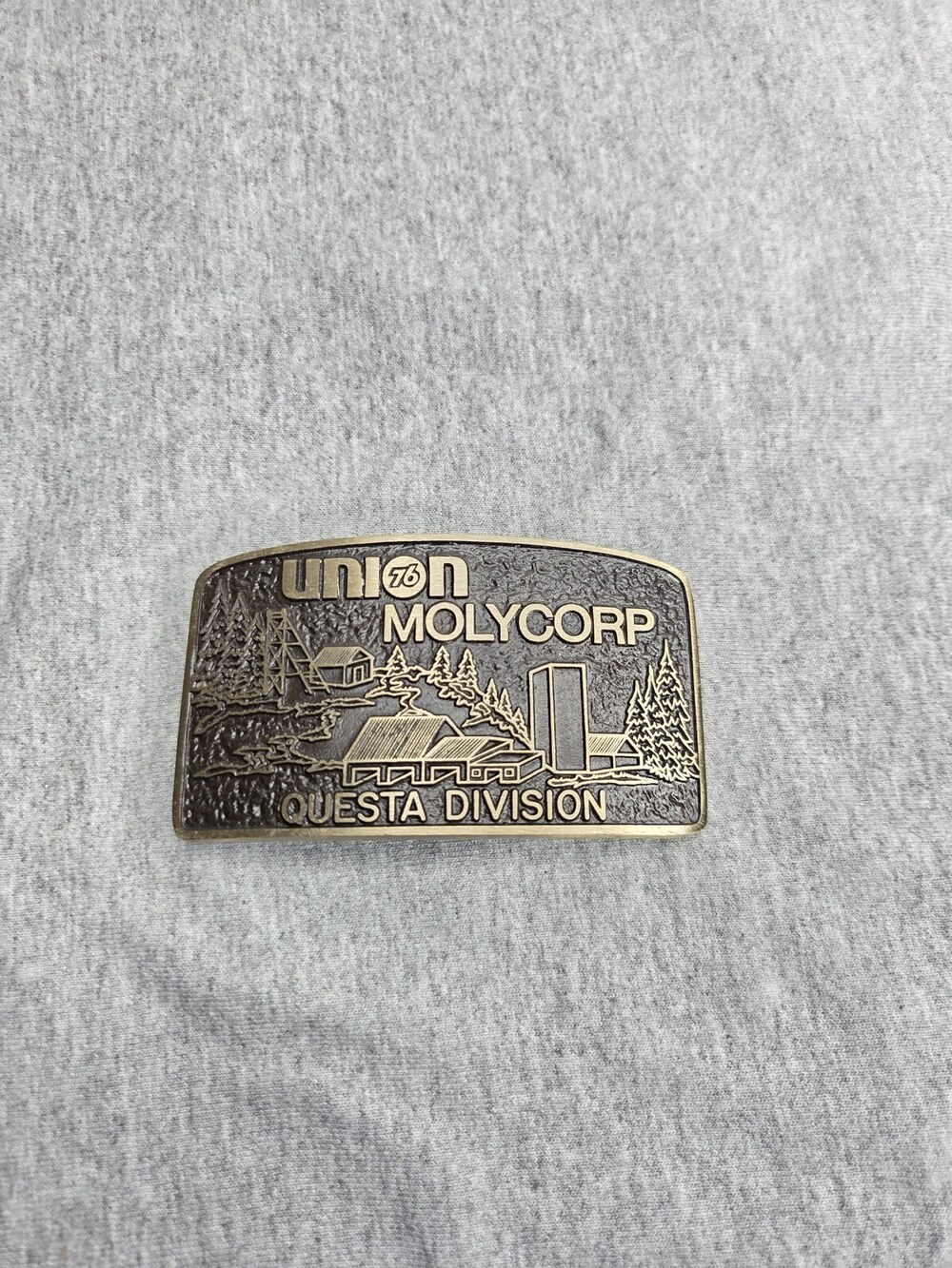 Union Molycorp Questa Division Belt Buckle Solid Bronze New Mexico Mining